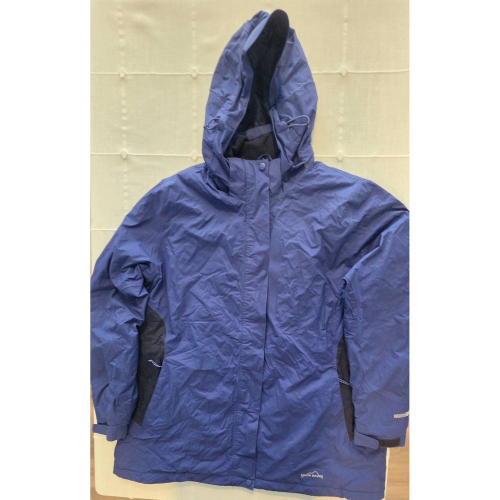 Eddie Bauer WeatherEdge Blue Waterproof Hooded Jacket Womens XXL Ripstop Shell